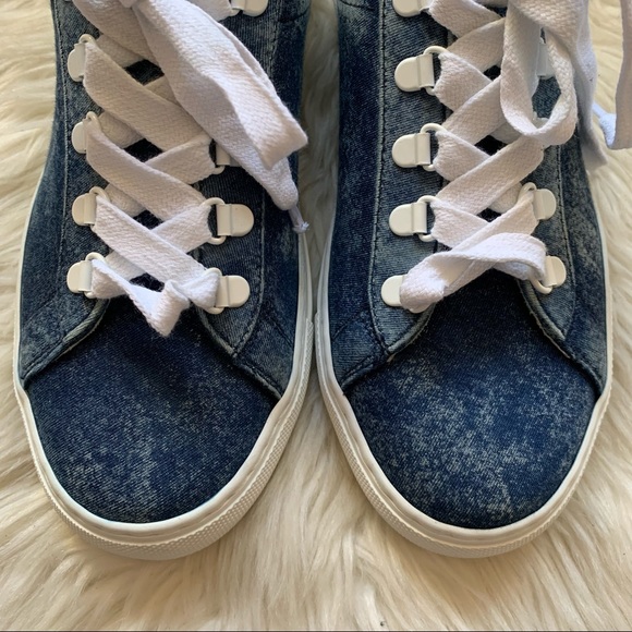 New! Rare Limited Edition KOIO Logo Acid Wash Infinity Denim Sneakers - Picture 5 of 13